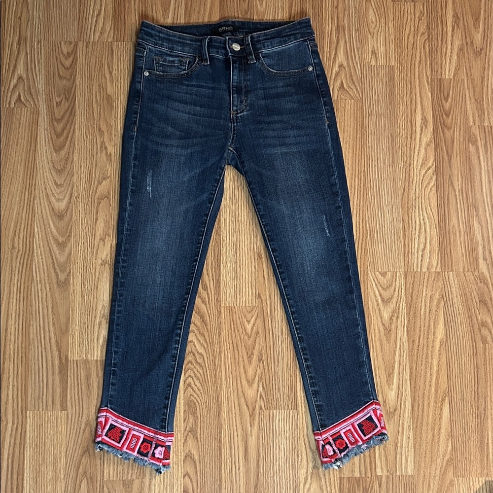 Buffalo David Bitton Navy Cropped Jeans with Red Trim